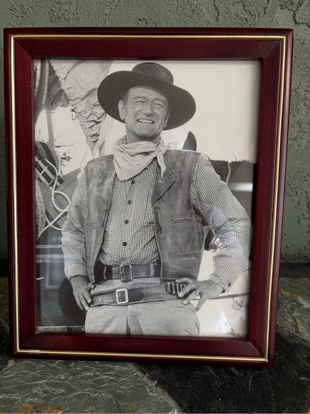 Framed Black-and-White Photo Print of John Wayne - Very Nice Wood Frame